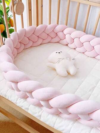 1pc Baby Crib Bumper Knitted Padded Rail Guard, Shock-Proof Collision Protection, Thick & High Cushion Wrap, Children Room Decor