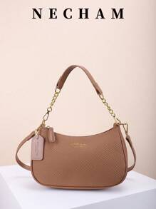 1pc PU Soft Face Shoulder Underarm Bag, Elegant Shoulder Bag, Casual Versatile Texture Chain Crossbody Purse, Solid Color Casual Daily Bag, Suitable For Daily Use - Travel, Work Or Shopping, College Classroom, Commuting, Shopping, Dating, Women's Gift, Business Commute