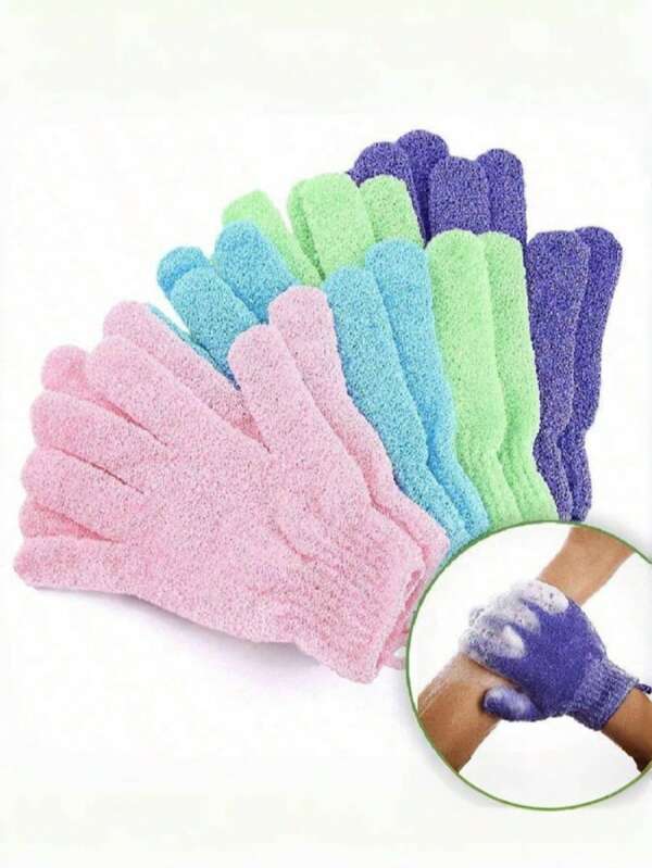 SHElN Lot de 5 gants de bain exfoliants réutilisables pour le gommage, le nettoyage du dos, le massage et l'exfoliation corporelle, accessoires de nettoyage du corps