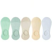 5 双女士硅胶隐形船袜夏季纯色踝袜船袜女式柔软拖鞋袜 35-40 欧元