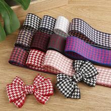 Dual-Color Houndstooth Woven Ribbon, Handmade DIY Bowknot Hair Accessories Shoe Flower Supplies Checker Ribbon, Floral Silk Ribbon - Multicolor - View 3