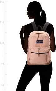 JanSport Right Pack 背包 - 耐用背包，配有加墊 15 吋筆記型電腦隔層、寬敞的主隔層和集成水瓶袋 - 迷霧玫瑰色 - 迷霧玫瑰 - 查看 7