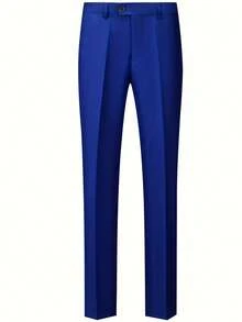 Completo da uomo slim fit di colore tinta unita, composto da 3 pezzi, giacca, gilet e pantaloni, adatto per il lavoro, occasioni formali o serali - Blu reale - Visualizzare 4