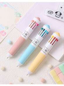 Languo 60-Color Oil-Based Ballpoint Pen - 10-Color Combined With 1-Color Multi-Color Pen For Diary Writing, Drawing And Note-Taking - 0.8mm Cute Cartoon Soft Grip Gel Pen, Gel Pen - Student Comic Drawing Colored Ballpoint Pen, Notebook Pen, Creative Stationery