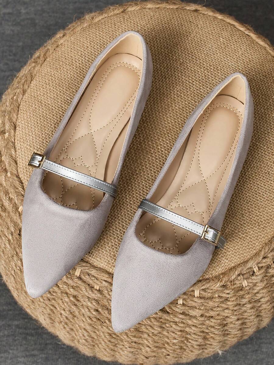 1 Pair Women's Pointed Toe Flats, Soft Leather Casual Office Loafers, Versatile Slip-On Ballerina Flat Shoes, Comfortable Commuter Shoes