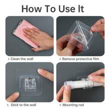 8 piezas Barras de cortina sin perforación, soportes de barra de cortina sin taladro, soportes adhesivos para barra de cortina, ganchos ajustables para barras de cortina sin clavos, colgadores de cortina para baño, cocina y hotel