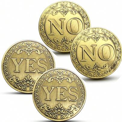 1 moeda dupla face com decisão sim/não, moeda mágica sim/não, item de colecionador, moeda de bronze antiga vintage da sorte, moeda da fortuna, moeda de escolha de trapaça