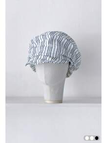1 pièce Chapeau octogonal rétro rayé en tulle avec bord pliable, grand chapeau de soleil d'été pour femme avec grand tour de tête, flatteur pour le visage, petit bord, béret vintage en forme de nuage
