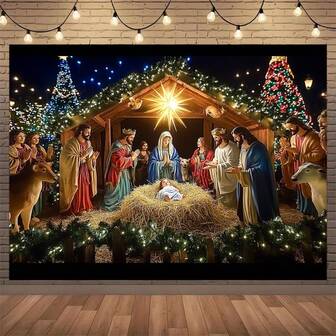 Large Christmas Nativity Scene Banner - Made Of Durable Polyester Material, Designed By Mary And Joseph - The Perfect Choice For Indoor And Outdoor Holiday Parties, Home Decor, And Studio Props