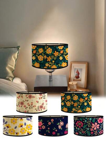 1 件竹制手工 DIY 灯罩波西米亚台灯印花花卉灯罩可拆卸竹灯罩