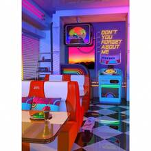 1PC Optional Frame Neon Synthwave Arcade Zone Dream Posters Canvas Painting Game Playroom Wall Art Picture For Cafe Club Room Home Decoration Reusable Frame ,Wall Art With Frame - Multicolor - View 181