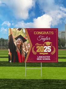 1pc Customized Campus Graduation Photo Lawn Plaque, Personalized 2025 Graduates' Names, Avatars, And School Names, Diy Commemorative Photo Set Decoration, High-Quality Materials Suitable For Outdoor Courtyard Use - Multicolor - View 14