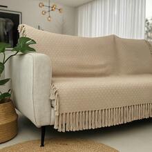 Boho Modern Geometric Braided Shawl Blanket Rustic Bedspread 1.60M X 1.60M - Cát - Xem 6