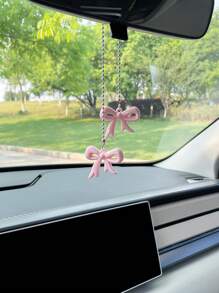 Cute Bow Tie Car Pendant, Decorative Rearview Mirror Hanging Ornament, Polka Dot Bow Tie Car Accessory (Polka Dot Bow Tie Is Single-Sided)