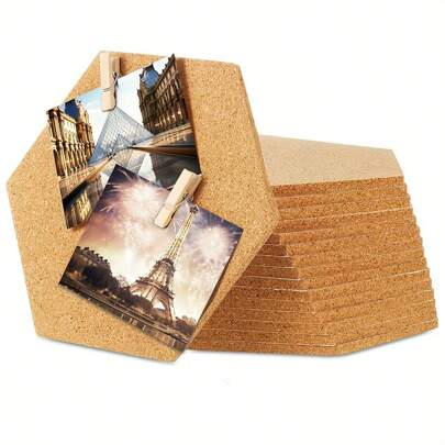 1pc/2pcs/4pcs/8pcs/16pcs Creative Hexagon Self-Adhesive Cork Sheets, Cork Boards, Cork Tiles, Display Boards,For School Supplies,Back To School