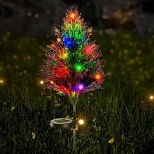 1/2 peças Luzes em Forma de Árvore de Pinheiro Alimentadas por Energia Solar, Decorações Coloridas para Pátio Externo com Estacas de Metal Ajustáveis, Perfeitas para Decoração de Jardim no Natal e Dia dos Namorados, Decorações de Pátio Solares