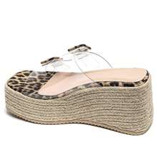 Sandalias de cuña con doble hebilla transparente - Plataforma de tacón tipo alpargata - LEOPARDO - Ver 6
