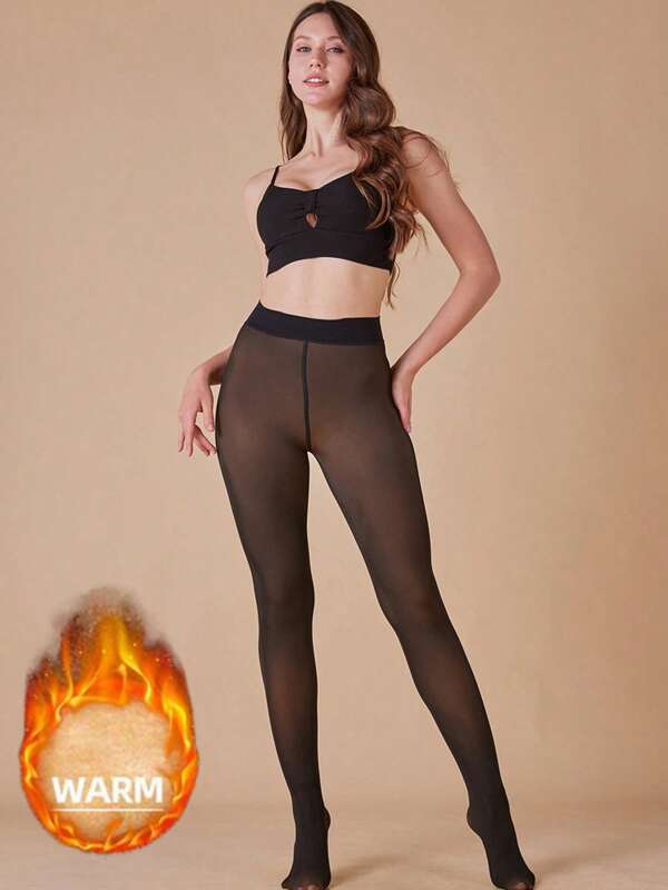 Mallas deportivas de invierno para mujer, pantimedias de felpa cálidas de otoño e invierno, levantadoras de cadera sexys, pantalones térmicos gruesos y elásticos para exteriores, pantalones con mallas estiradas y de corte ceñido