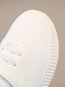 1 双儿童 PU 皮革轻便舒适时尚女童鞋，春秋低帮刺绣小白运动鞋 - 白色 - 查看 6