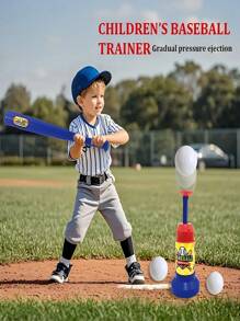 1 Set de juego de béisbol infantil, que incluye 1 bate de béisbol retráctil y 1 máquina lanzadora, equipado con 3 pelotas. Un juguete interactivo familiar para jugar dentro y fuera, herramienta de entrenamiento de béisbol, juguetes deportivos para interiores y exteriores, adecuado para juegos familiares en interiores, exteriores y durante viajes. Un regalo divertido de juguete de béisbol para niños para usar al aire libre.