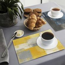 1 szt./4 szt./6 szt. dekoracyjne podkładki, kolorowe akwarelowe lniane podkładki, odporne na plamy podkładki jadalne odpowiednie do domu, restauracji, dekoracji stołu jadalnego, artykułów gospodarstwa domowego - Wielokolorowe - Zobacz 4