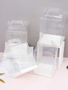 1件生日蛋糕盒透明蛋糕盒烘焙包装盒蛋糕盒/不含丝带（使用前请撕掉保护膜）