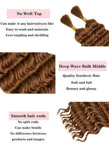 18 Inch Deep Wave Synthetic Braiding Hair Curly Micro Hair For Crochet Braids Bohemian Knotless Style No Weft Needed Voluminous Crochet Braids - Chocolate Brown - View 4