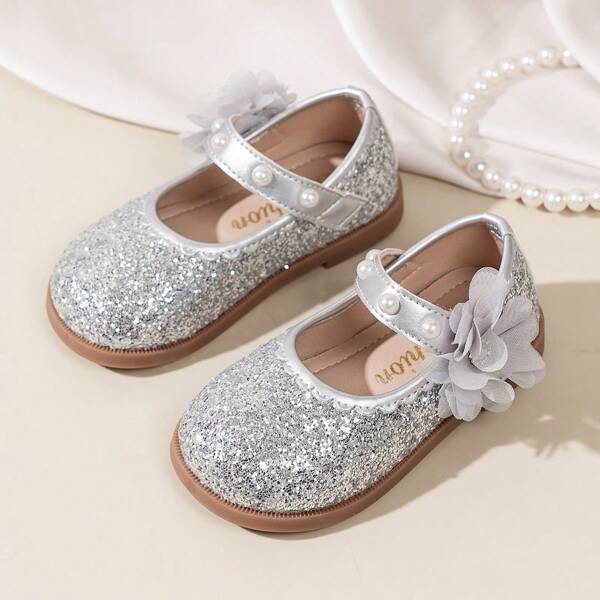 Girls' Butterfly Decor Flat Leather Shoes, Princess Style, Soft Bottom, Suitable For Spring & Autumn