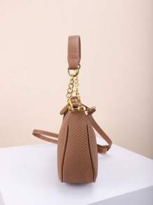 1pc PU Soft Face Shoulder Underarm Bag, Elegant Shoulder Bag, Casual Versatile Texture Chain Crossbody Purse, Solid Color Casual Daily Bag, Suitable For Daily Use - Travel, Work Or Shopping, College Classroom, Commuting, Shopping, Dating, Women's Gift, Business Commute