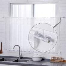 8 piezas Barras de cortina sin perforación, soportes de barra de cortina sin taladro, soportes adhesivos para barra de cortina, ganchos ajustables para barras de cortina sin clavos, colgadores de cortina para baño, cocina y hotel