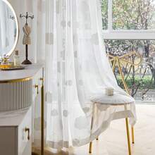 2pcs Floral Embroidered Sheer Curtains, All-In-One Decorative Rod Pocket Luxury Style Window Drapes, Suitable For Bedroom, Living Room, Dining Room, Balcony, Bathroom, Hallway, Villa And Other Home Decor