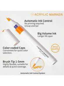 Juego de 128 colores de rotuladores acrílicos de brocha suave a base de líquido con estuche de regalo - Rotuladores de colores profesionales para dibujo y pintura para estudiantes y artistas, incluye 120 rotuladores acrílicos + 8 bolígrafos de tinta metálica y perlada, resistentes al agua y a la decoloración para manualidades, colorear en rocas, madera, vidrio, cerámica y talla grande. Juego de regalo perfecto para amigos como útiles escolares y materiales artísticos.
