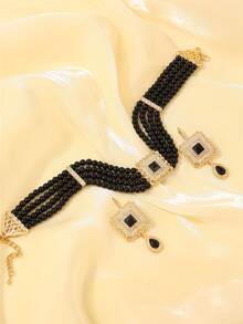 Moroccan Style Vintage Earrings Necklace Set, Bohemian Fashion Jewelry Accessories For Women, Suitable For Daily Wear, Bridal Wedding, Festival Performance - Multicolor - View 2