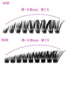 Curl D DIY ラッシュクラスター 40D 8-16mm つけま つけまつげ延長キット 216個入り自己適用用