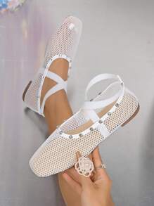 Women's Breathable Mesh Flat Sandals, Suitable For Summer Wear
