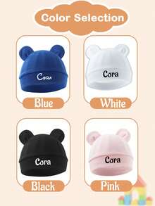 LICVIC 1pc Custom Baby Hat With Cute Ear Design, Newborn Hospital Hat, Suitable For Boys And Girls Daily Use, Scratch-Resistant Warm, All Seasons, Perfect As A Personalized Personal Gift, Gift Idea Back To School, Winter, Valentine'S Day, Versatile, Decorative, Beautiful Lettering, Fashionable, Baby-Like Soft Fluffy, Colorful, Sweet, Kawaii, Cute, Unique, Function, Children'S Day - Style a - View 4