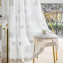 2pcs Floral Embroidered Sheer Curtains, All-In-One Decorative Rod Pocket Luxury Style Window Drapes, Suitable For Bedroom, Living Room, Dining Room, Balcony, Bathroom, Hallway, Villa And Other Home Decor