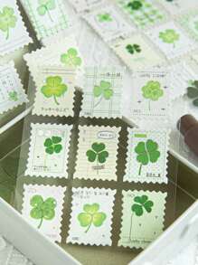 1pc/2pcs Random Luck Green Clover Foil Cut Decorative Sticker For DIY Scrapbooking, Card Making, Bullet Journal,School Supplies,Back To School