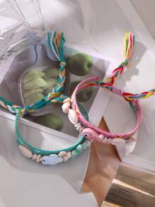 1pc Bohemian-Style Creative Fashion Elegant Minimalist Heart-Shaped Crystal Braided Bracelet For Women, Sisters, Or Couples Perfect For Daily Wear, Dates, Parties, Holidays, Gifts, Or Vacations Adjustable Size