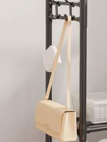 1 件装多功能铁艺置物架，带双排挂钩、鞋架和储物架，可移动且易于组装，适用于客厅、玄关、卧室、书房、办公室，情人节礼物之选。