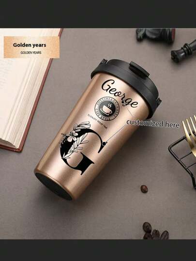 Customizable Vacuum Stainless Steel Coffee Cup Creative Handle Insulated Cup Vacuum Portable Car Cup Gift Cup Office Bedroom Water Cup,Brunch-Ready