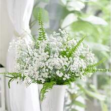 Yastouay 满天星人造花，1 件假白色满天星人造花散装，真实触感人造满天星花束，适用于婚礼花艺布置派对装饰