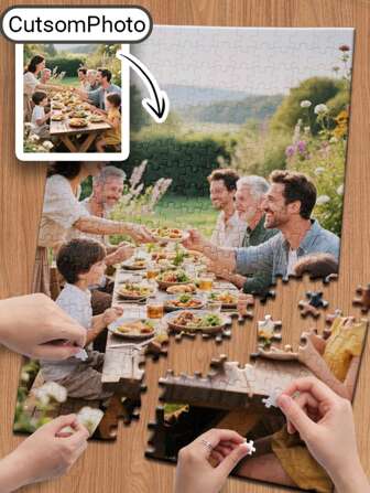 1 pieza Bolsa de puzzle personalizado a partir de foto y rompecabezas gigantes, rompecabezas en blanco con forma de rectángulo y corazón, decoración familiar, adornos de puzzle personalizado, impresión de rompecabezas en blanco como regalo de San Valentín, aniversario, cumpleaños, festividad, rompecabezas personalizados para cumpleaños, boda, familia, Día del Padre, graduación, inauguración de la casa, hogar, calendario festivo