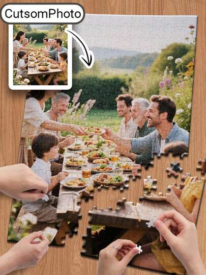 1pc Bag Custom Puzzle From Photo And Giants Puzzles, Blank Puzzle Jigsaw Rectangle And Heart Shaped, Family Decoration, Ornaments Custom Puzzle, Blank Puzzle Printing Craftwork - Valentine's Day Gift, Anniversary Gift, Birthday Gift, Holiday Gift, Custom Jigsaw Puzzle For Birthday, Wedding, Family, For Birthdays, For Father's Day, For Graduation, For Weddings, For Housewarming Living Room, Home, Office Decor, Elegant Living