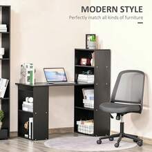 HOMCOM Modern Home Office Desk With 6-Tier Storage Shelves, 47 Writing Desk With Bookshelf, White - màu đen - Xem 6