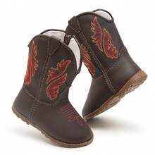 Baby Texan Booties Cheap Soft Comfortable Children's Shoes + 01 Pair Of Cotton Socks Ubuntu Baby Promotion - 紅色 - 查看 3