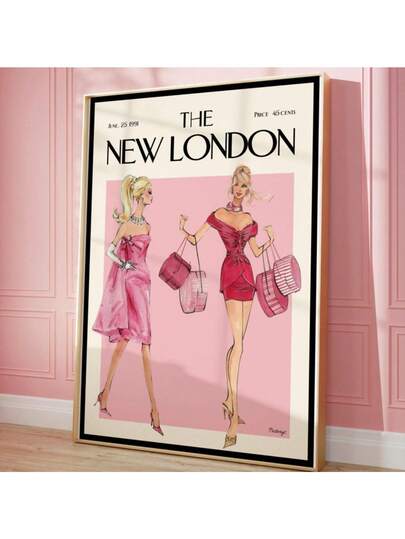 Vintage Fashion Print, Magazine Cover Poster, Retro Girly Prints, 70s Wall Print, Aesthetic Wall Art, Preppy Art, Pink Wall Art, Cute Decor Optional Frame ,Wall Art With Frame