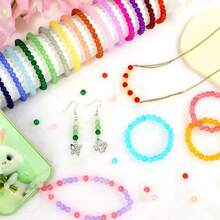 24 Color Glass Beads Kit, 8mm Bracelet Making Set For Adult Women Handmade DIY Jewelry Making