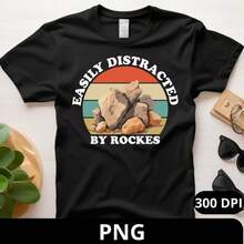 Easily Distracted By Rocks Png, Geology Png, Geology Gifts, Geology Student Gifts, Geologist Png, Geologist Student Shirt,Geology Tee - 黑色 - 查看 1