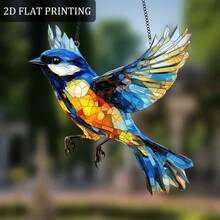 1 pieza Decoración de pared de acrílico de doble cara con atrapasol en forma de pájaro azul hermoso en jardín, ornamento extravagante, regalo perfecto para madres, novias y mejores amigas, adecuado para amigos, diseño plano 2D